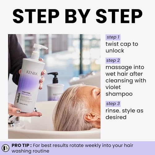 Kenra Violet Conditioner 10.1oz - Neutralizes Brassy Tones, Moisturizes Blonde & Gray Hair