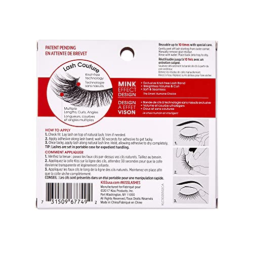 Kiss Lash Couture Faux Mink Little Black Dress False Eyelashes - Negro, 5 Pairs