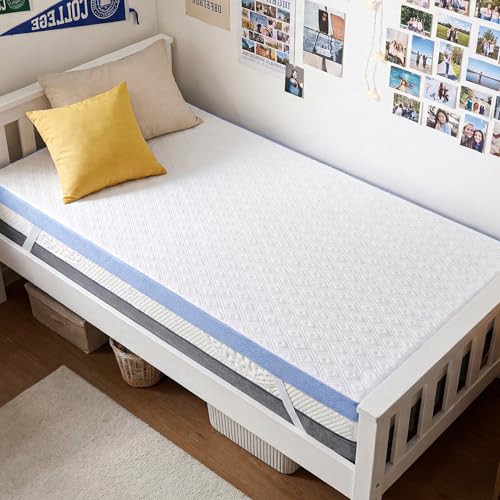 Twin XL Gel Memory Foam Mattress Topper 3 Inch Cooling Support with Washable Bamboo Cover