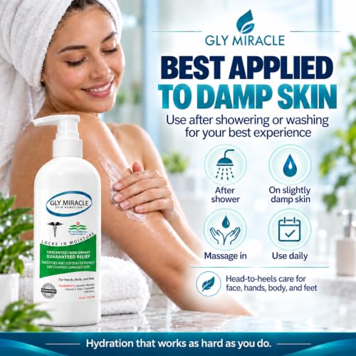 GLY MIRACLE Unscented High-Glycerin Body Lotion 12 oz Pump - Non-Greasy Moisturizer