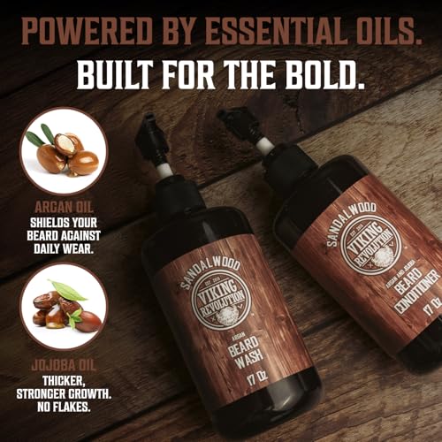 Viking Revolution Beard Wash & Conditioner Set - Sandalwood 17 oz - Pack of 2