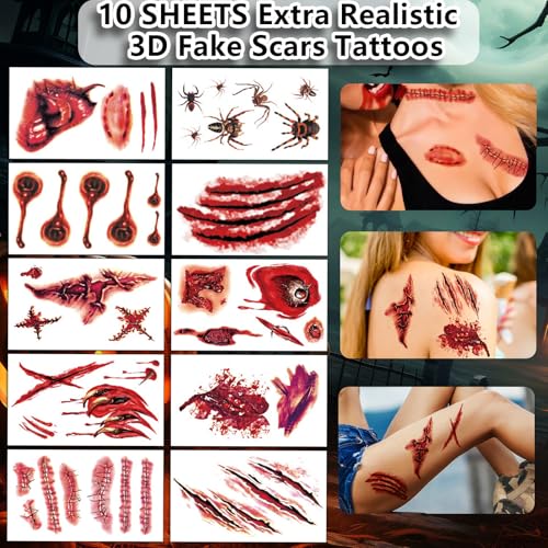 Joker Tattoos Temporary Halloween - 14 Sheets Temporary Tattoos for Kids Men Fake Tattoo Stickers Joker Costume Masquerade Cosplay Party Accessories Makeup Waterproof