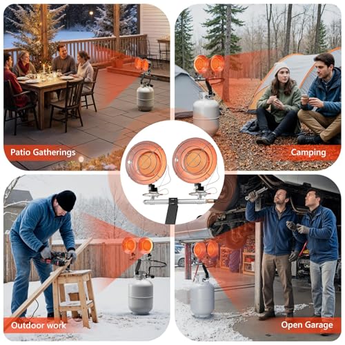 Silver Double Tank Top Propane Heater 30,000 BTU Portable Radiant Heater