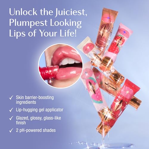 Lip Oil with Hyaluronic Acid & Vitamin E - Juicy Glossy Finish, Sheer Tint - Strawberry Vanilla