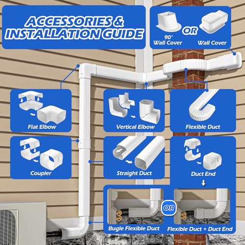TAKTOPEAK White 3'' 17 Ft Mini Split Line Set Cover for Ductless AC & Heat Pumps