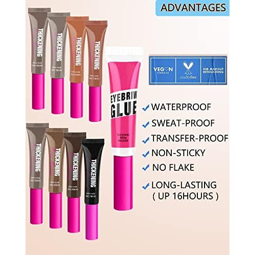 Brow Gel Kit-Espresso Thickening Tinted Eyebrow Mascara Gel & Clear Setting Brow Glue, Brow Filler Dye Brows Cream, Long Lasting Eye Makeup for Women, Light Medium Dark Brown With Brow Tool-Set 07