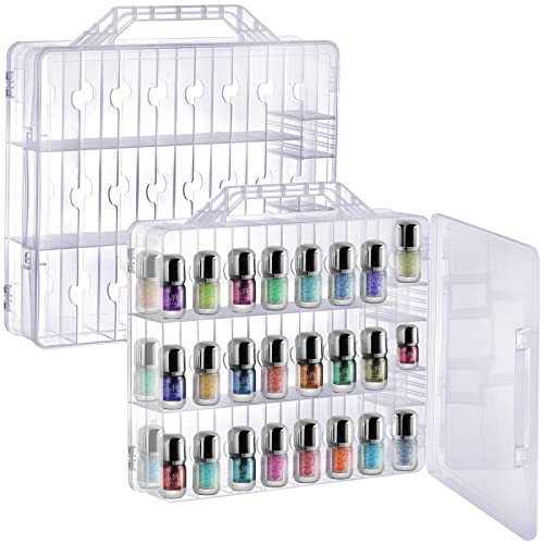Clear Nail Polish Organizer Box 48 Bottles with Adjustable Dividers - Double Sided Storage Case