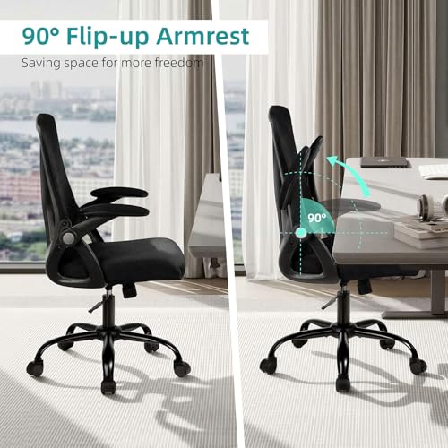 Black Ergonomic Mesh Office Chair with Lumbar Support & Adjustable Height