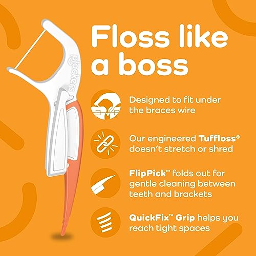 Floss Picks for Braces - 36 Count Pack of 8, Gentle Interbracket Cleaning
