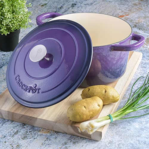 7-Quart Enamel Cast Iron Dutch Oven - Lavender Purple, Heavy-Duty Cookware