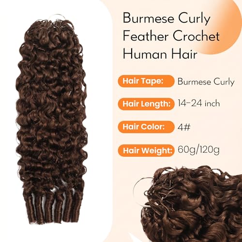 14 Inch Human Crochet Hair Bundles - Burmese Curly Feather Style, Pre-Separated, Reusable, 120g - Variation of THIS listing