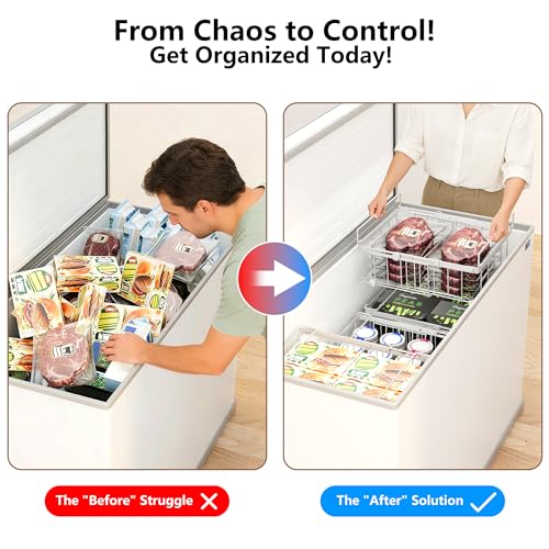 White Expandable Freezer Organizer Bins 6-Pack for Chest Freezers