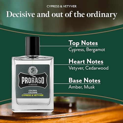 Proraso Cypress & Vetyver Men's Cologne - Long-Lasting Fresh, Woody Scent