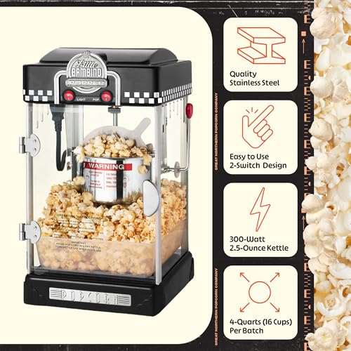 Popcorn Machine Little Bambino 2.5oz Black Countertop Popper