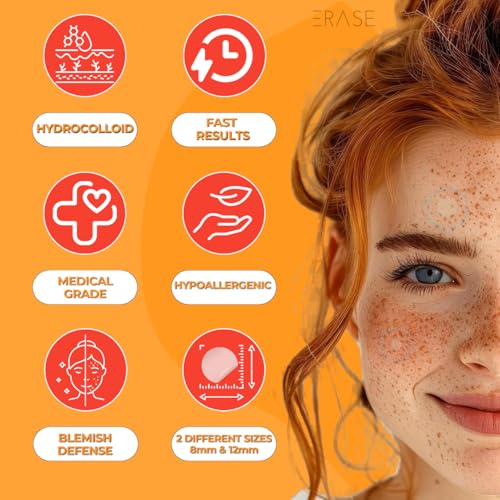 Erase Pimple Patches for Face - Fast-Acting Acne Patches with Hydrocolloid Patch Technology, 108 Patches: Parches Para Acne Invisible Design, Secure Adhesion for Proactive Acne Treatment for Face