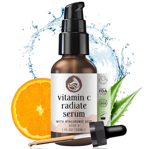 Vitamin C Face Serum - Dark Spot Corrector, Hydrating & Radiance Boost, Vegan & Sensitive Skin Friendly, 1oz - Stability & Botanical Hyaluronic