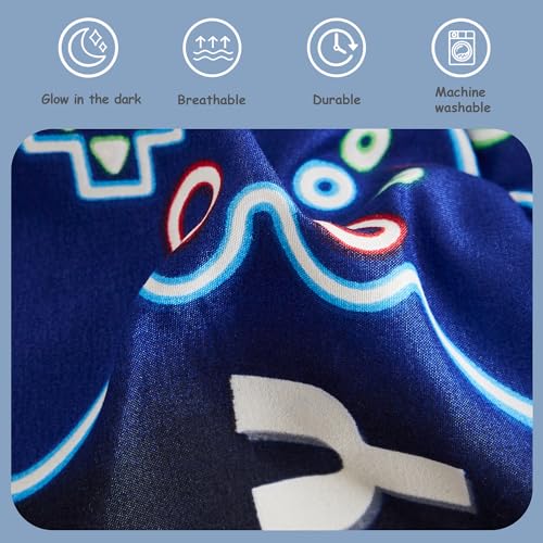 Kaleido Space Gamer Full-Size Bedding Set - Glow in the Dark 4-Piece Comforter Shams