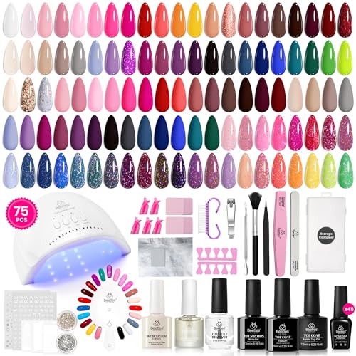 Chic Outfits Gel Nail Kit with UV Light - 45 Colors & 75 Pieces