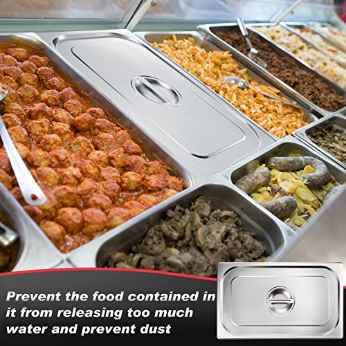 Full Size Stainless Steel Steam Table Pan Cover with Handle - 8 Pack