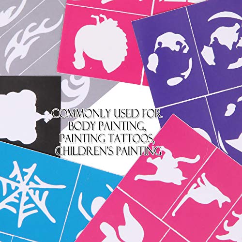 Reusable Face and Body Paint Stencils Kit,Tattoo Stencils,Glitter Temporary Tattoos for Kids School Show Birthdays Halloween Christmas Party
