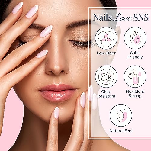 SNS Nail Dip Powder, Natural Pink (Natural/Nudes, Sheer) - Long-Lasting Acrylic Nail Color & Polish Lasts up to 14 days - Low-Odor & No UV Lamp Needed - 2 Oz