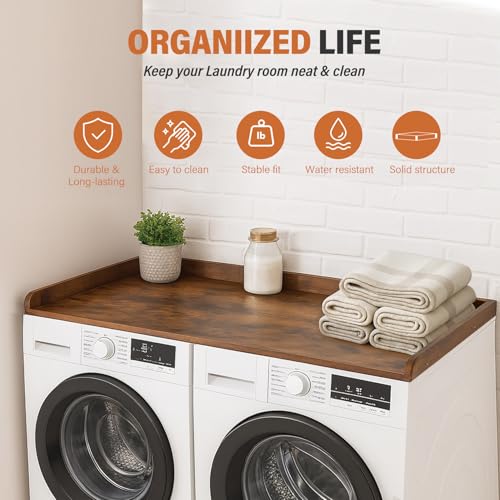 Ewenono Washer Dryer Countertop Shelf 54 x 27.5 Inches Vintage Brown Variation