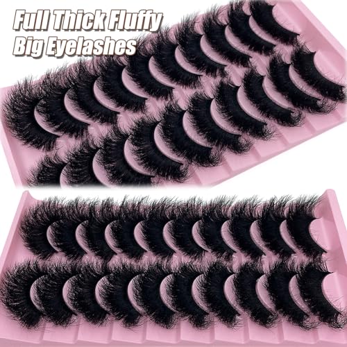 Mink Lashes Fluffy Dramatic 8D Thick 3D Volume 20mm 25mm Big Long Eye Lashes Mink Faux Strip False Eyelashes 10 Pairs Pack YH005