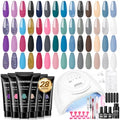 JEWHITENY 28 Colors Poly Nail Gel Kit F04 with Base & Top Coat - DIY Nail Art