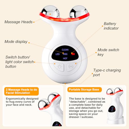 Micro-Current Facial Beauty Device£¬Red Light Therapy for Wrinkles & Firming£¬LED Face Massager Tool with Vibraion£¬Portable at-Home Face Sculpting Tool for Skin Care£¬Soothe and Relax Skin