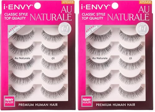 iENVY Human Hair Eyelash Extensions Pack of 5 Pairs - Natural Style, Pack of 2