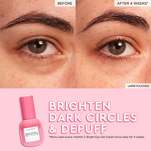 Glow Recipe Guava Vitamin C Brightening Eye Gel - Niacinamide, Peptides & Green Caffeine Gentle Under Eye Cream for Dark Circles, Puffiness & Bags - Lightweight, Hydrating, Firming - Makeup Prep, 15ml