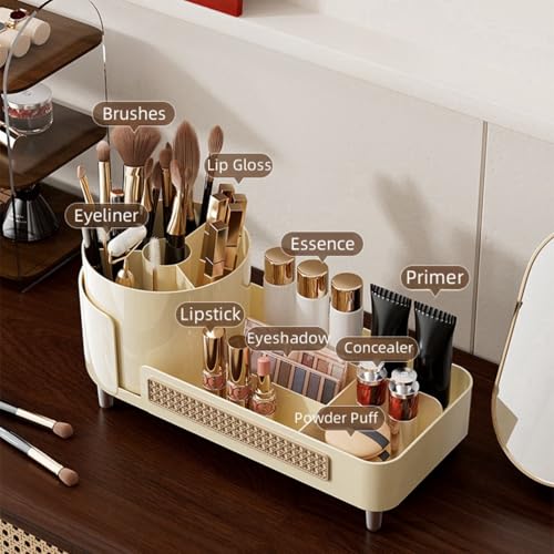 Rotating Large Capacity Cosmetic Display Case,Bathroom Counter Organizer Countertop Storage,Cosmetics Skincare Shelf Organizer (Black, XM)