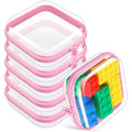 Clear Hard Zipper Cases Set - Pink, 6 Pack, 5 x 5 x 2 Inch