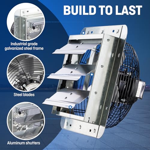 10-Inch Wall Mount Exhaust Fan with Automatic Shutter & Thermostat - 820 CFM, Variable Speed