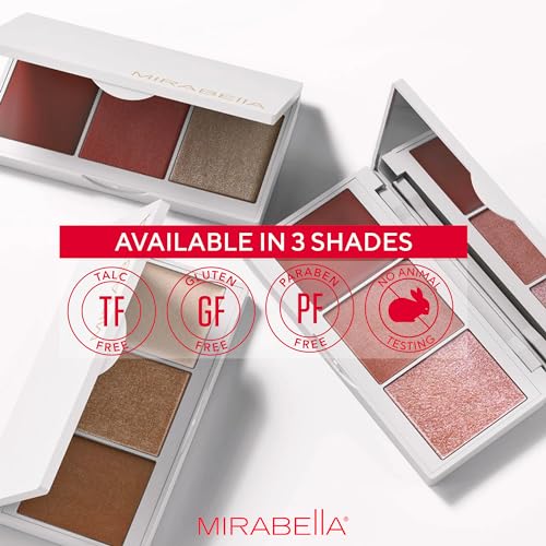 Mirabella Megastar Pro Face Trio Powder Contour Palette with Bronzer & Highlighter – 0.11 oz, All Skin Types