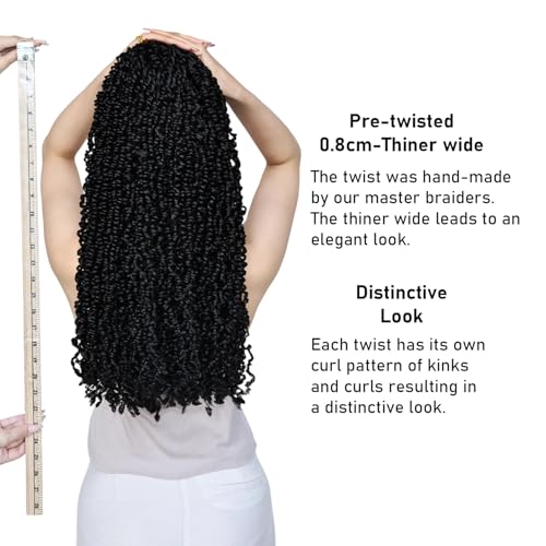 Black Passion Twist Crochet Hair 20 Inch - 8 Packs Mini Yanky Senegalese Locs
