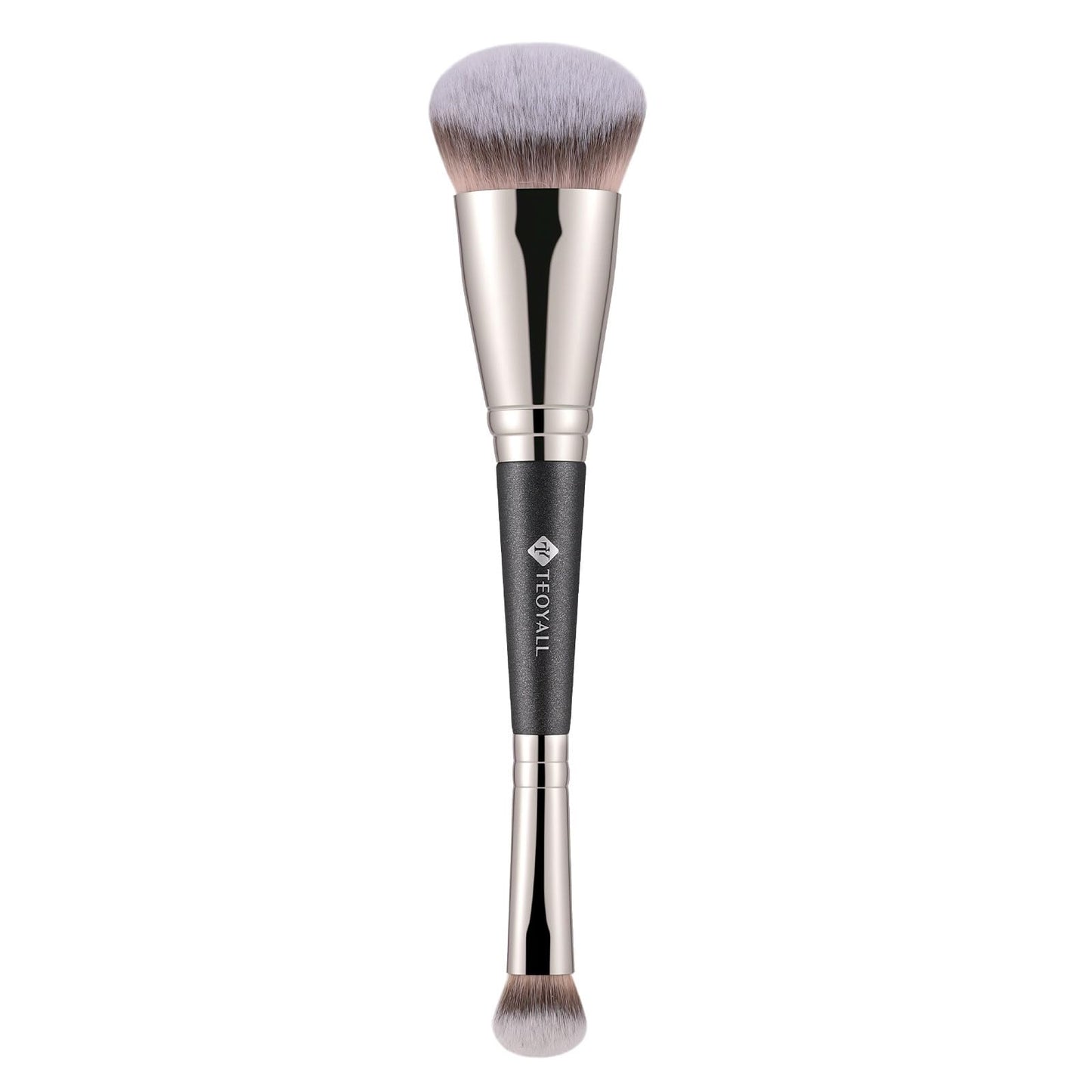 TEOYALL Dual-Ended Foundation Under Eye Concealer Brush, Sloped Angled Contour Synthetic Bristles for Liquid Cream Powder