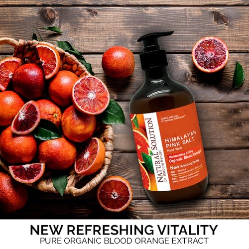 Natural Solution Hand Wash - Moisturizing Blood Orange & Himalayan Pink Salt Liquid Soap - 14 oz (Pack of 6) | Hydrating & Gentle Formula | Ideal for Daily Use packaging may vary