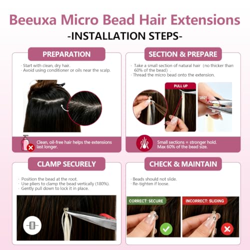 Micro Bead Hair Extensions 24 Inch Human Hair - Platinum Blonde, Variation of Micro #60
