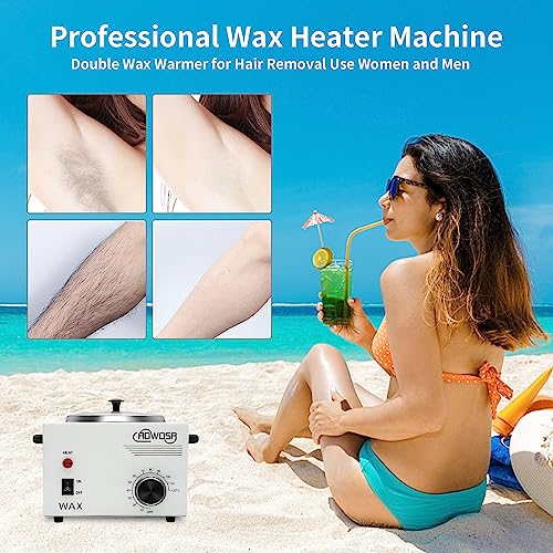 White Single Pot Wax Heater Machine for Hair Removal with Adjustable Temperature & 50 Wax Sticks