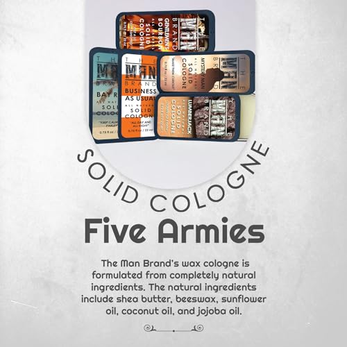 Solid Cologne Set of 5 - Five Armies Wax Fragrance Sampler - Manly Perfume Balm