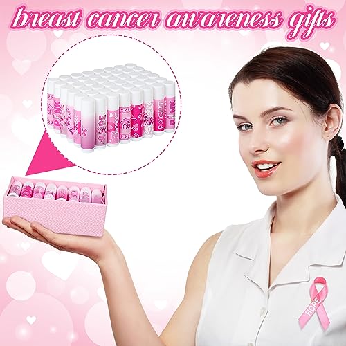 Siifert 50 Breast Cancer Awareness Lip Balms - Pink Ribbon Bulk Moisturizing Gift Set