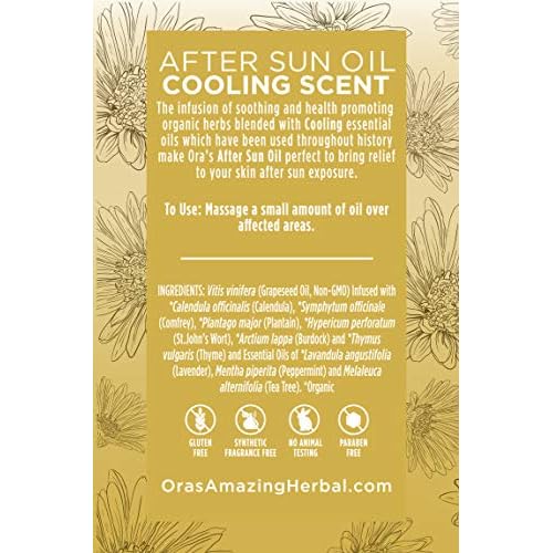 Ora's Amazing Herbal Travel Size After Sun and Shave Oil for Women & Men, Sunburn Relief, Botanical Moisturizer with Nourishing Herbs and Essential oils, Razor Burn, 2 oz with Pump
