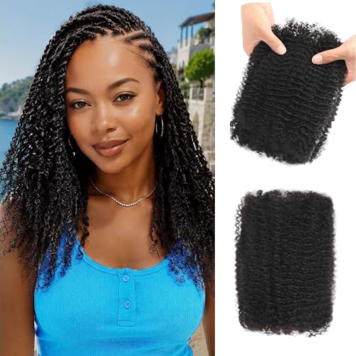 Natural Black Afro Kinkys Curly Human Hair Bulk 14 Inch for Braiding - 1 Pack 50g