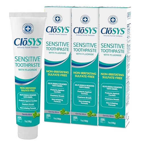CloSYS SLS Free Fluoride Toothpaste 7oz Pack of 3 Gentle Mint for Sensitive Teeth
