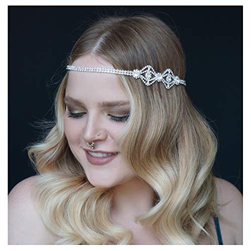 1920s Flapper Headband for Women - Silver Rhinestone Gatsby Party Accessory - Style 3