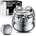 Electric Head Shavers for Bald Men - Rechargeable, Waterproof, Cordless, Rotary Head, Silver, Battery Powered, Men's Grooming, Minimalist Style, Black