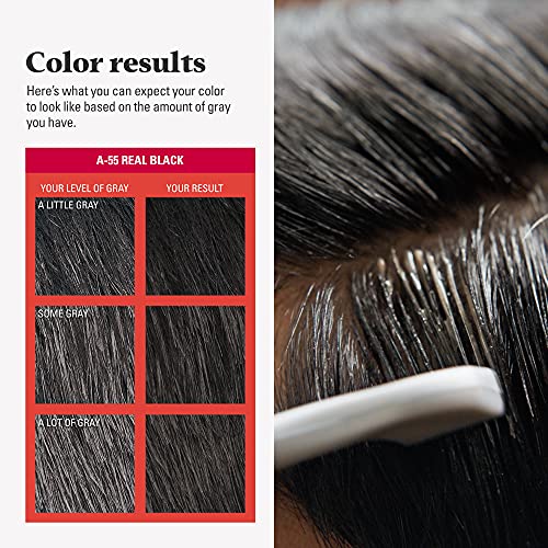 Real Black Touch of Gray Hair Color Kit with Comb Applicator - Pack of 3