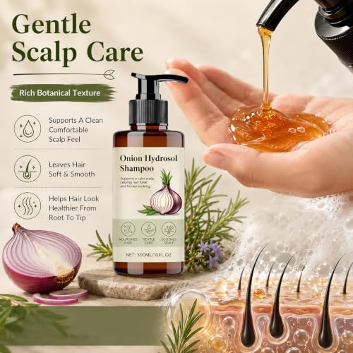 Onion Hair Growth Shampoo with Rosemary & Biotin - Thickening & Strengthening Formula for All Hair Types - 10 fl oz