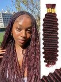 99J Burgundy Human Braiding Hair for Boho Deep Wave Braids - 18 Inch, 2 Packs